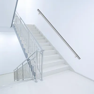 Obrázok produktu pre Ikodm, nerezové zábradlie, 160 cm, priemer 42 mm, nerezové zábradlie (304) na montáž na stenu, brúsené, vhodné pre schody, balkóny, terasy, interiéry a exteriéry