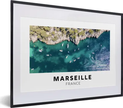 Produktbild von MuchoWow® Gerahmtes Poster Marseille - Frankreich - Boote 40x30 cm - Poster mit Schwarzem Bilderrahmen Wandposter Rahmen Foto Bilder - Bilderrahmen - Poster im Rahmen