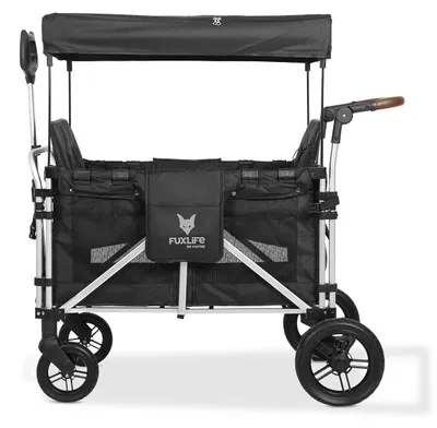 Produktbild von FUXLIFE by FUXTEC faltbarer Bollerwagen - Premium - FX-CTXL900 4-Sitzer Schwarz mit Doppelsitzen & 5-Punkt Gurten großer Innenraum & Dach faltbar Schwarz