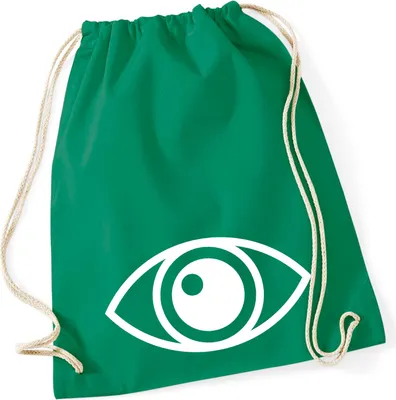 Produktbild von Huuraa Turnbeutel Auge Eye 12 Liter Kelly Green Baumwolle Rucksack Geschenkidee