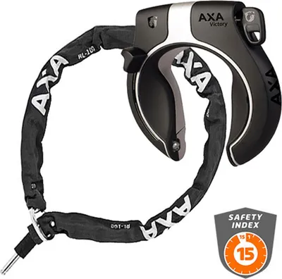 Produktbild von Axa Rahmenschloss VICTORY + Kette RLC 100, AXA, Öffnung = 58mm, Schlüssel rastend, schwarz