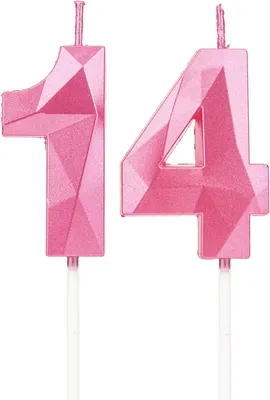Imagen del producto de Velas rosas número 14 para pastel de cumpleaños
