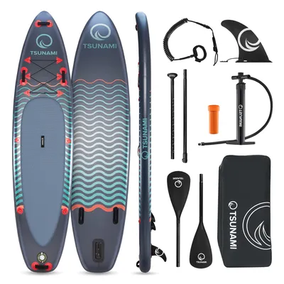 Produktbild von TSUNAMI SUP-Board 350 cm, aufblasbar, Set mit Doppelpaddel, Pumpe und Rucksack, T03
