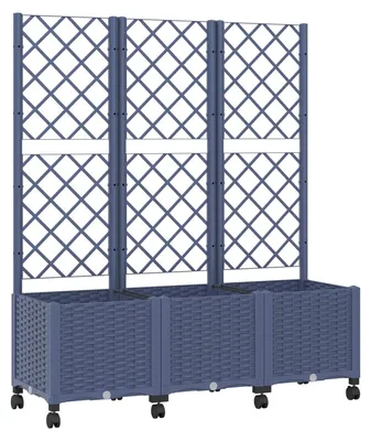 Obrázek produktu pro Květináč vidaXL s opěrou a kolečky, modrošedý, 120 x 40 x 146 cm