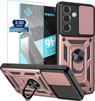Produktbild von Armor Handyhülle für Samsung Galaxy S26 mit 9H Displayglas Displayschutz Kameraschutz Handy Panzer Case Cover Schutzhülle Outdoor Farbe: Rosegold