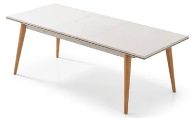 Image de Table de salle à manger blanche en bois Table de cuisine Table design Mobilier de salle à manger
