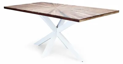 Immagine prodotto di Tavolo rettangolare in legno acacia e metallo bianco 180x90xH77 cm