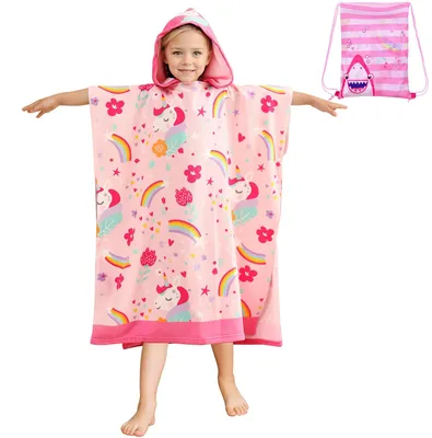 Produktbild von Kinderponcho aus Mikrofaser mit Kapuze für den Strand