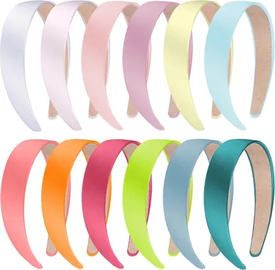 Produktbild von Satin Haarreifen 12 Stück 3cm Stirnbänder für Frauen Mädchen - 12 Farben