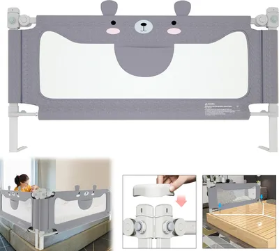 Produktbild von LZQ Fall Out Protection Postel 180cm Bed Rail Dětská postel Guard Nastavitelná výška Cot Rail pro rodinnou postel a dětskou postýlku Grey