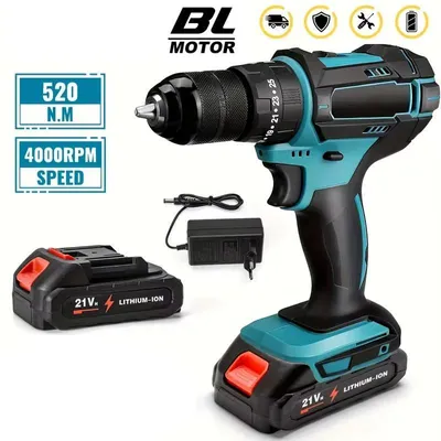 Produktbild von 3-in-1 Akku Schlagbohrschrauber und Schlagschrauber - 520 Nm Drehmoment - 10 mm Bohrfutter - bürstenlos 18V - mit 1 Akku