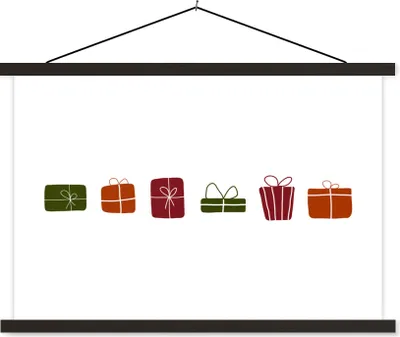 Produktbild von MuchoWow® Textilposter Geschenke - Weihnachten - Weiß 150x100 cm mit schwarzem Rahmen - Schlafzimmer