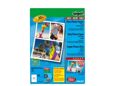 Produktbild von SIGEL IP669 Inkjet Fotopapier Ultra, seidenmatt, 190 g/m², A4, 50 Blatt