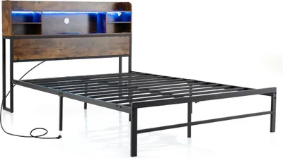 Image de Cadre de lit 140 x 200 cm avec lumières LED et station de recharge