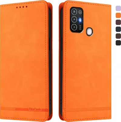 Produktbild von Hülle für ZTE Blade A52, Retro Kunstleder Ständer Klapphülle mit Kartenfächer und Magnetische Orange