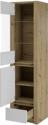 Zdjęcie produktu dla Szafka Kredens Gablota Przeszklony front Szklane półki Szuflada