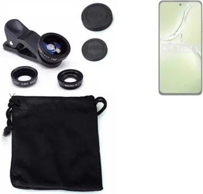 Produktbild von K-S-Trade Smartphone Kamera Linsen Set Kompatibel mit Oppo K12x 5G PJT110 3in1 Clip-On Kamera Adapter Macro Weitwinkel FishEye Fischauge Objektiv