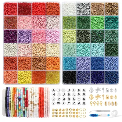 Produktbild von DIY-Perlen-Set für Armbänder, 16.000 Stück in 48 Farben