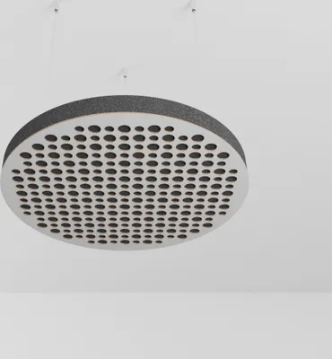 Zdjęcie produktu dla 2-częściowe akustyczne panele sufitowe "CIRCLES-C" z zestawem montażowym | Absorpcja - Dyfuzja - Odbicie - Izolacja akustyczna - Izolacja | Akustyczny panel chmurowy | 50x50x3cm | Kolor: Biały