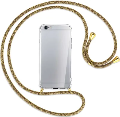 Produktbild von Handykette Backcover-Schutzhülle mit Band (Metall goldfarben) für Apple iPhone 6 / 6S - braun+beige
