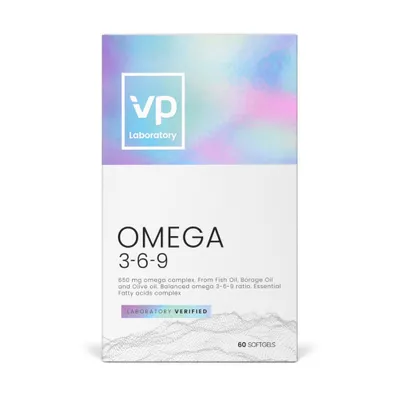 Produktbild von VPLaboratory Omega 3-6-9 60 Weichkapseln Fettsäuren für Haut Gehirn Gelenken