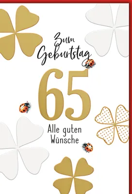 Produktbild von 65. Geburtstag Glücksklee und Käfer alle guten Wünsche nur online Glückwunschkarte mit Umschlag