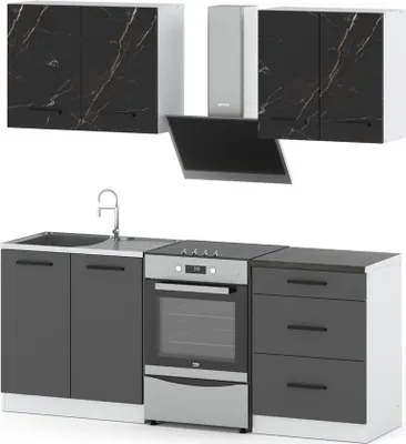 Zdjęcie produktu dla Kuchnia Z Blatem Mini Mokka 2M Modułowa Pojemna Biały San Sebastian Szary