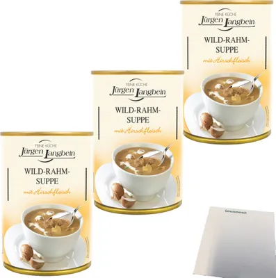 Produktbild von Jürgen Langbein Wild-Rahm-Suppe 3er Pack (3x400ml Dose) + usy Block
