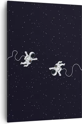 Produktbild von Bild auf Leinwand - Leinwandbild - Einteilig - Cartoon Astronauten Kosmos - 70x100cm - Wand Bild - Wanddeko - Wandbilder - Leinwanddruck - Wanddekoration - Leinwand bilder - Wandbild - PA70x100-4867