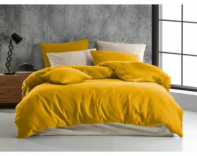 Imagen del producto de Juego de sábanas de muselina, 140x220 cm, 70x90 cm, color amarillo