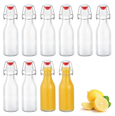 Obrázok produktu pre Sada 10 sklenených fliaš s mechanickým uzáverom – objem 250 ml, vhodné na nápoje