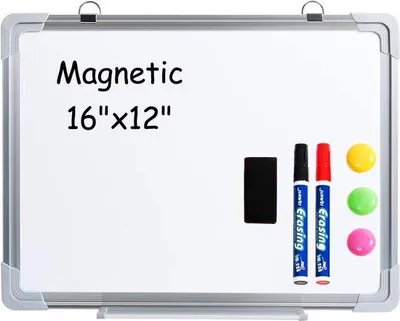 Immagine prodotto di Lavagna magnetica 40 x 30 cm, bianca, con 2 pennarelli e 3 magneti, per casa, scuola e ufficio