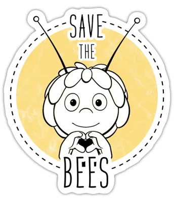 Produktbild von Spreadshirt Biene Maja Save The Bees Sticker Aufkleber, 10 x 10 cm, Mattweiß