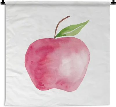 Produktbild von MuchoWow® Wandteppich Wandbehang Apfel - Rot - Aquarell 150x150 cm Tapisserie Dekoration Wandtuch - Wohnaccessoires - Modernes