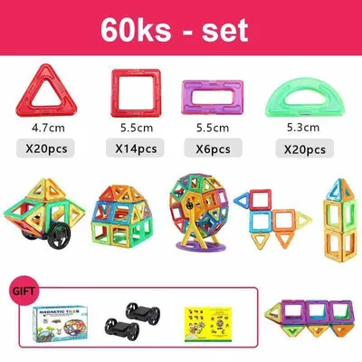 Obrázok produktu pre Magnetická stavebnica 60ks - Magnetic Tiles
