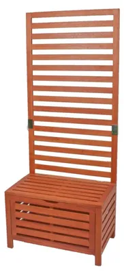 Produktbild von Balkon-Sichtschutz TAMAS mit Stauraum - Eukalyptus Natur 180x76x45cm | Sichtschutz Bank mit Truhe
