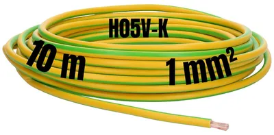 Zdjęcie produktu dla Kalitec 10 metrów H05V-K 1 mm² zielono-żółty Przewód okablowania I Przewód żyłowy I PVC jednożyłowy I Skrętka 1mm2 I Przewód drobnożyłowy I Przewód jednożyłowy elastyczny I Przewód jednożyłowy I Przewód trudnopalny