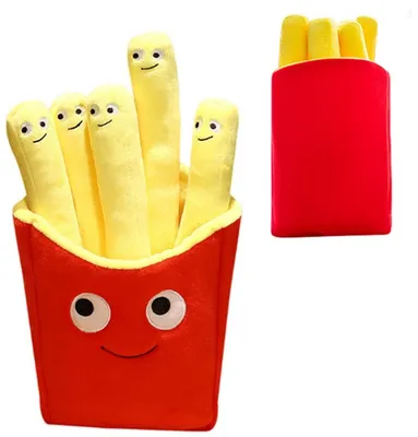 Produktbild von Plüschkissen Pommes-Burger 40 cm – Lustiges Kuschelkissen für Kinder & Erwachsene