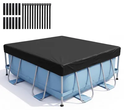 Produktbild von Schwimmbadabdeckung, rechteckig - 225 x 150 cm - Oxford-Stoff - Schwarz - Für Außenpools