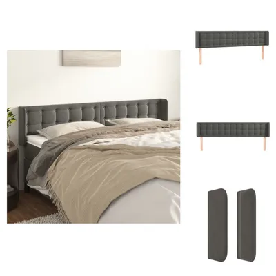 Produktbild von vidaXL Kopfteil mit Ohren Dunkelgrau 163x16x78/88 cm Samt -  Kopf- & Fußenden
