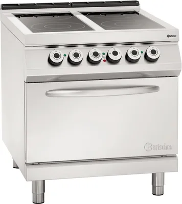 Immagine prodotto di piano cottura elettrico a 4 fuochi, forno elettrico 2/1GN