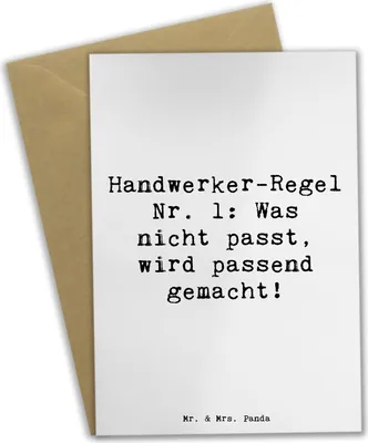Produktbild von Mr. & Mrs. Panda Grußkarte Spruch Handwerker Lösung - Weiß - Geschenk, Leidenschaft, Grußkarten, Beileidskarte, Handwerksmotto, Meister, einladungskarten, Beruf