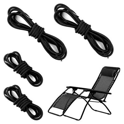 Produktbild von 4 Stück Elastische Schnur für Sonnenliege, 2x2,2 m + 2x1,4 m Ersatzkordeln für Zero Gravity Chair, Universelle Gummischnur für Relax-Liegestuhl