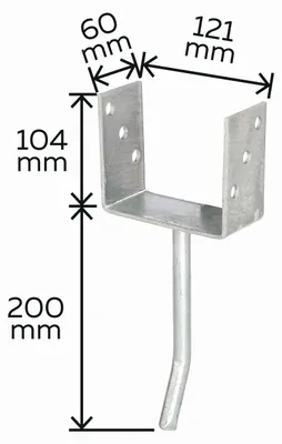 Produktbild von Alberts U-Pfostenträger | zum Einbetonieren | feuerverzinkt | lichte Breite 121 mm