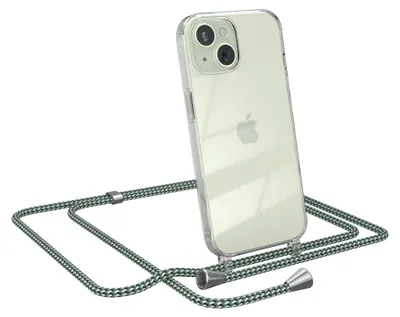 Produktbild von EAZY CASE Handykette kompatibel mit Apple iPhone 15, Handyhülle mit Umhängeband, Handykordel, Schutzhülle Clear, Band in Grün