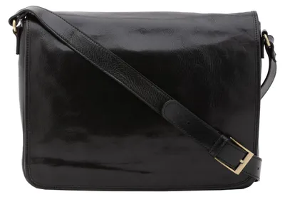 Image de Sac bandoulière pour homme, en cuir de vachette véritable, fermeture magnétique, fabriqué en Italie