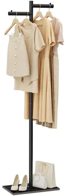 Image de Porte-vêtements en forme de Z, autoportant, en métal, noir, 175 cm