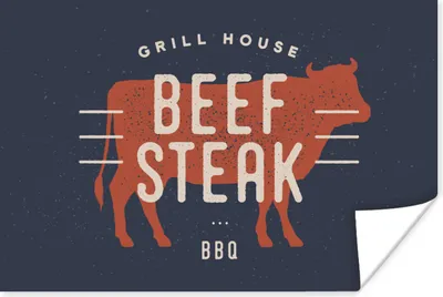 Produktbild von MuchoWow® Poster Mancave - Steak - BBQ 90x60 cm - Schlafzimmer