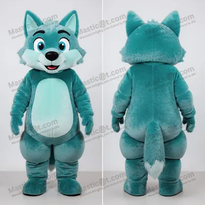 Produktbild von Teal MASTICOT Grinsender Wolf-Maskottchen Say Wolf