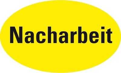 Produktbild von Dreifke® Aufkleber I Organisationsetikett Nacharbeit, oval, gelb, Haftpapier,...